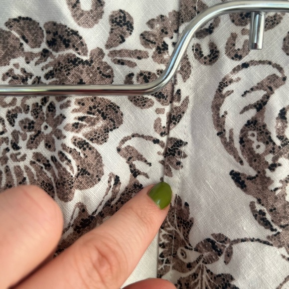 Merona Skirt Womens Size 6 White Brown Floral Print Swing 100% Linen w/ Lining - Picture 5 of 5